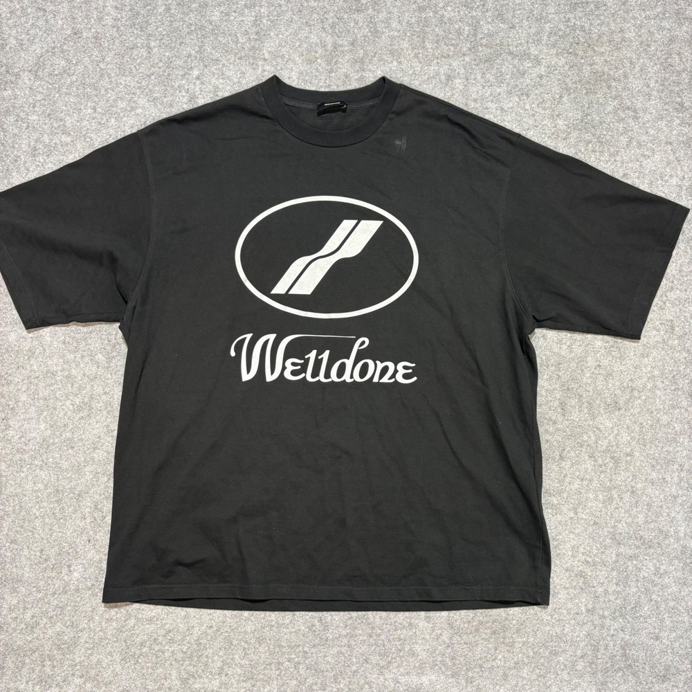 We11done Black Graphic Logo T-Shirt Boxy Fit Streetwear Tee